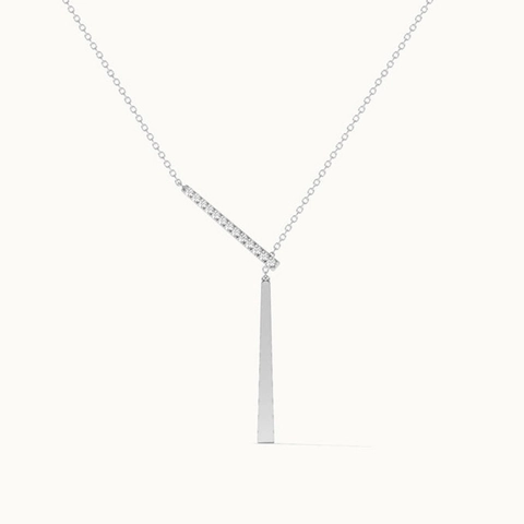 Collar con Colgante Rectangular Geométrico de Plata de Ley 925 Con Incrustaciones de Diamantes de Imitación Chapado en Oro 18K Collar Lariat en Y para Mujer Joyería
