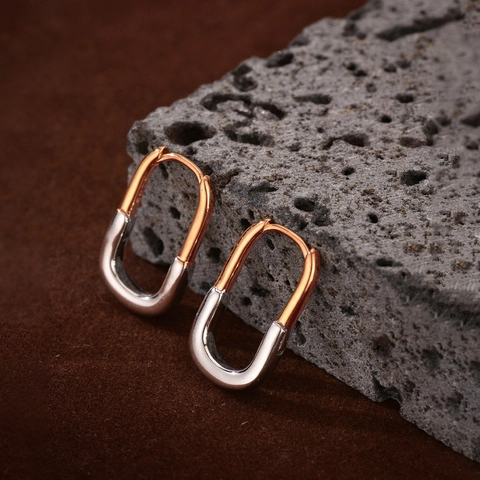 925 Sterling Silver Minimalist Geometric U Shaped Earrings Fashion Two Tone Gold Silver Plated Link Stud Earrings For Women Jewelry