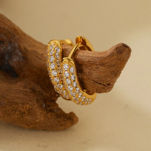 Orecchini a Cerchio in Argento Sterling S925 Con Zirconia per Donna Moda Minimalista Fibbia Geometrica per Orecchio
