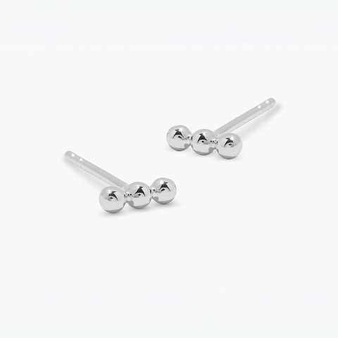 925 Sterlingsilber Minimalistisch Dreifach Kugel Ohrstecker Für Damen Kleine Sphäre Perle Geometrisch Ohrlochstechen Mode Schmuck