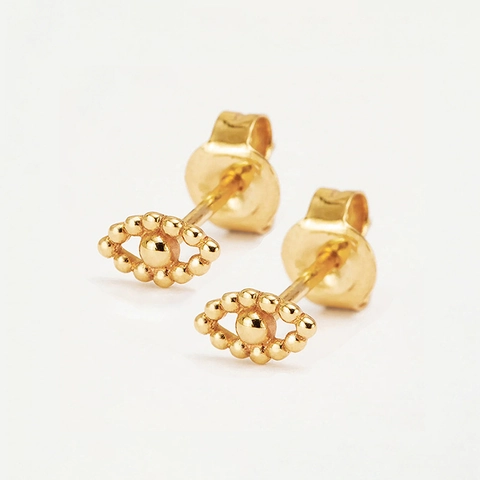 S925 Sterling Silver Evil Eye Stud Earrings For Women Tiny Minimalist Bohemian Bead Edge Small Earrings Fashion Piercing Jewelry Gift