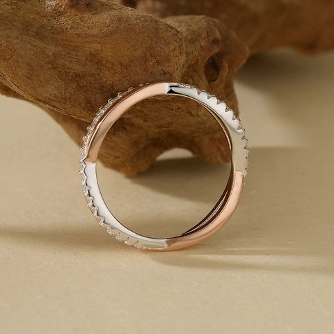Luxury 925 Sterling Silver Intertwined Two-Tone Ring For Women Micro-Inlaid Rhinestone Crossover Geometric Finger Ring Jewelry
