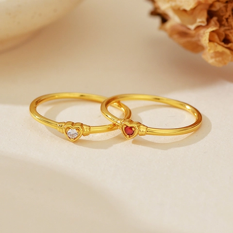 S925 Sterlingsilber Herz Ring 18K Vergoldet Herzform Strass Fingerring Für Damen Minimalistischer Modeschmuck Geschenk