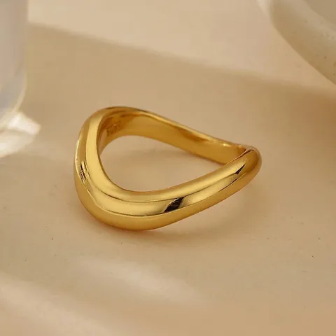 Minimalist S925 Sterling Silver 18K Gold Plated Irregular Wave Ring For Women Elegant Geometric Line Finger Ring Jewelry