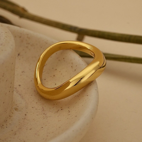 Minimalist S925 Sterling Silver 18K Gold Plated Irregular Wave Ring For Women Elegant Geometric Line Finger Ring Jewelry