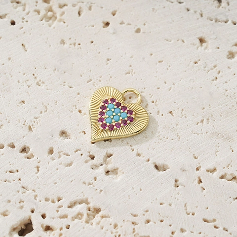 Orecchini a Goccia Cuore in Argento Sterling 925 Zirconia Colorata Intarsiato Placcato Oro 18K Gioielli di Moda Regalo Donna