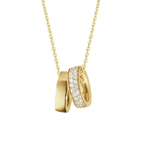 Collana Con Pendente a Doppi Anelli Intrecciati in Argento Sterling 925 per Donna Micro Intarsio Strass Gioielli alla Moda Eleganti