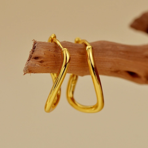 Pendientes de Aro Geométricos Irregulares de Plata de Ley 925 para Mujer Joyas de Moda con Hebillas Retorcidas Minimalistas