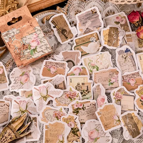 Adesivi Vintage Scrapbooking a Forma di Rosa per Decorazione Fai da Te Agenda Decalcomanie Estetiche di Fiori Retrò per Hobby