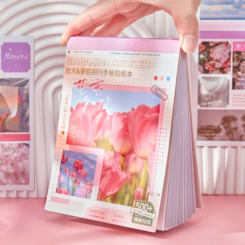 Retro Magazine Style Journaling Sticker Book Flower Butterfly Galaxy Sky DIY Scrapbooking Aesthetic Decorative Art Stickers Diary Journal