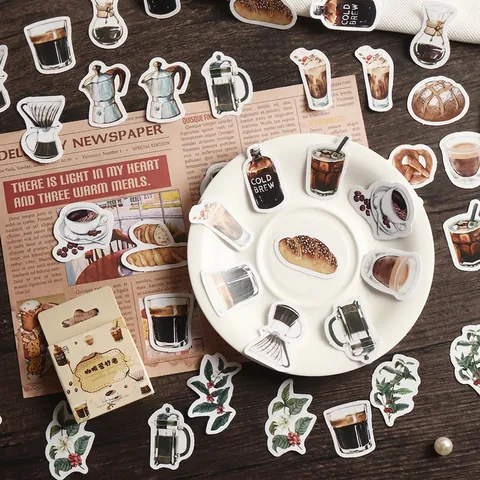 Vintage Coffee Lover Tema Box Adesivi Per Journaling DIY Decorativo Cibo Cottura Estetico Carta Decalcomanie