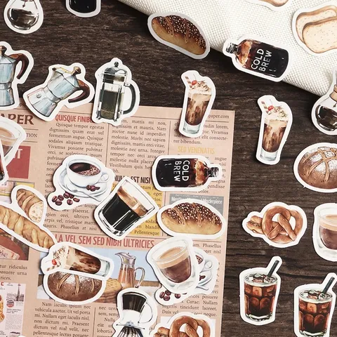 Vintage Coffee Lover Tema Box Adesivi Per Journaling DIY Decorativo Cibo Cottura Estetico Carta Decalcomanie