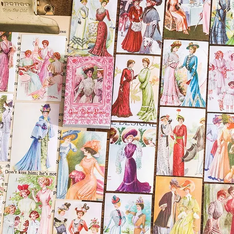 Vintage Figure Illustration Sticker Book For Scrapbooking DIY Journal Decor Retro Art Paper Sticker Collection For Art Crafts