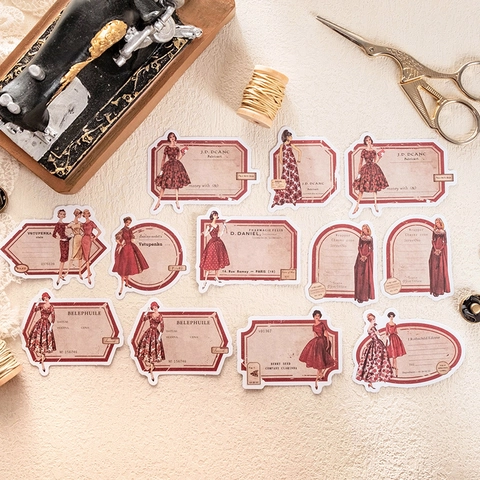 Vintage Fashion Lady Planner Stickers Writable Paper Decorative DIY Scrapbooking Materials 1950s Style Illustration Stationery