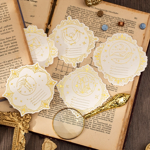 Vintage Bronzen Zegellakstijl Decoratieve Labelkaarten Day Roaming Serie Speciaal Papier Niet-klevend Memo Pads 10 Vellen