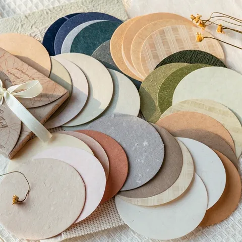 Vintage Rund Material Papier Für Scrapbooking Minimalistisch Morandi Farbe Spezial Texturierte Dekorative Haftnotizen Für DIY Basteln Journaling