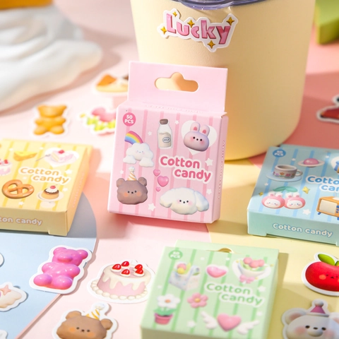 Marshmallow Series Stickers Coated Paper Adhesive Cartoon Cute Journal Decoration Scrapbooking DIY Stationery Material Gift