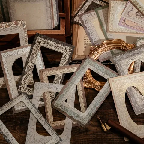 Papel de Material Decorativo de Encaje Vintage para Diario de Álbum de Recortes Papel de Borde Calado Victoriano DIY Artesanía No Adhesivo