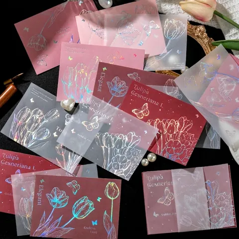Vintage Botanisches Scrapbook Materialpapier Silberprägung Pergament Spezialpapier Blumen Schmetterling Designs DIY Kunst Tagebuch Dekoration