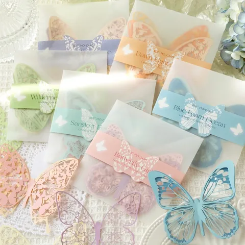Vintage Hohl Spitze Schmetterling Scrapbooking Material Papier Ästhetische Lasergeschnittene Deko Papier Für Journaling DIY Handwerk Kartenherstellung