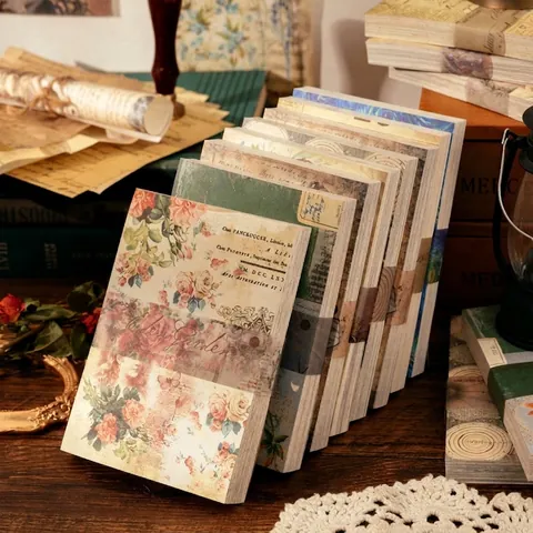Vintage Material Paper 100 Sheets Retro Scrapbooking Supplies For DIY Crafts Journaling Decoupage Floral Portrait Decorative Paper
