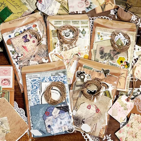 Vintage Scrapbook Decorative Material Retro Washi Paper Stickers Botanical Space Theme DIY Journaling Junk Journal Craft Stationery Supplies
