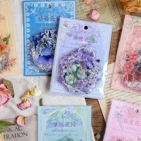 Vintage Floral PET Stickers For Journaling Scrapbooking Retro Flowers Plants Decorative Decals For Planner Laptop Gift Decoration