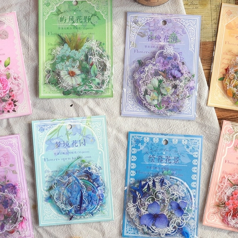 Vintage Floral PET Stickers For Journaling Scrapbooking Retro Flowers Plants Decorative Decals For Planner Laptop Gift Decoration