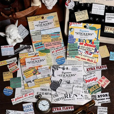 Vintage Scrapbooking Stickers Retro Labels Decorative Adhesive Paper For Journaling Diary DIY Art Craft Project Supplies