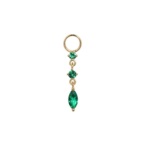 Orecchini Pendenti Lunghi in Argento Sterling 925 per Donna Placcati in Oro 18K Zirconia Verde Smeraldo a Goccia d'Acqua