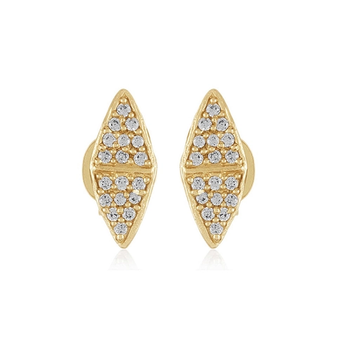 925 Sterling Zilveren Geometrische Driehoek Oorknopjes Glinsterende Strass Micro Pave Oorbellen Voor Vrouwen Minimalistische Mode-sieraden