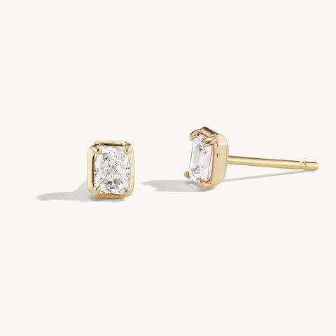 Orecchini a Lobo in Argento Sterling 925 Rettangolo Zirconia Minimalista Elegante Gioielli Piercing Ipoallergenici Pendolarismo per Donna