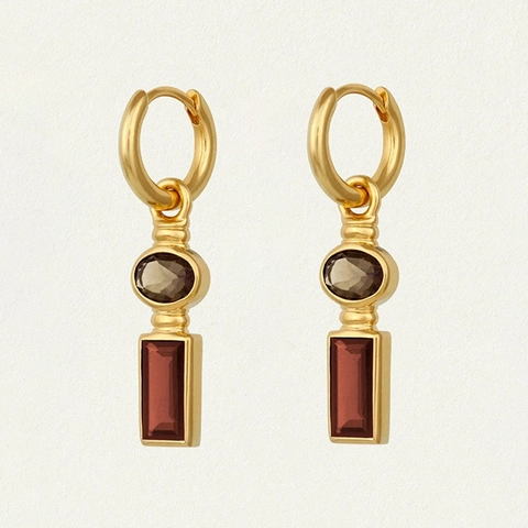 Vintage 925 Sterling Silver Maillard Style Zirconia Drop Earrings For Women 18K Gold Plated Geometric Oval Rectangle Dangle Earrings