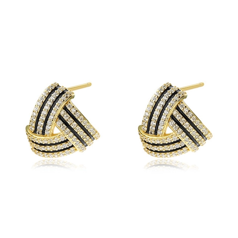 Orecchini a Bottone a Triangolo in Argento Sterling 925 Donna Orecchini con Strass Intrecciati Geometrici Gioielli