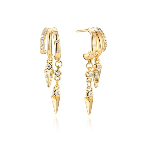 925 Sterling Silver Zirconia Drop Stud Earrings Geometric Spike Cross Star Moon Tassel Earrings For Women Fashion Jewelry