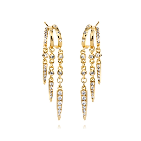 925 Sterling Silver Zirconia Drop Stud Earrings Geometric Spike Cross Star Moon Tassel Earrings For Women Fashion Jewelry