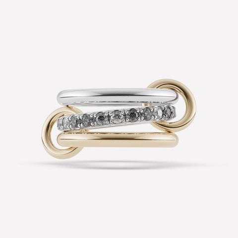 925 Sterling Silver Zirconia Inlaid Three-Band Nesting Ring Luxury Linked Interconnected Geometric Finger Ring For Women Jewelry Gift
