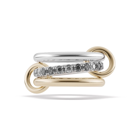 925 Sterling Silver Zirconia Inlaid Three-Band Nesting Ring Luxury Linked Interconnected Geometric Finger Ring For Women Jewelry Gift