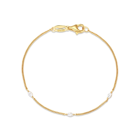 Bracciale in Argento Sterling 925 Con Zirconia Marquise Per Donna Placcato Oro Platino Catena Sottile Gioielli Minimalisti
