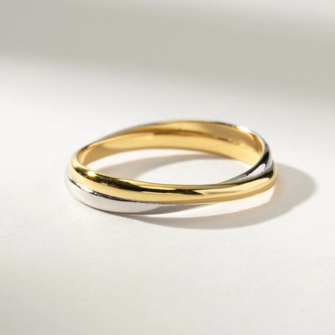 Anello a Croce Intrecciato Bicolore in Argento Sterling 925 per Donna Minimalista Stile Ins Alta Gamma Gioielli di Moda