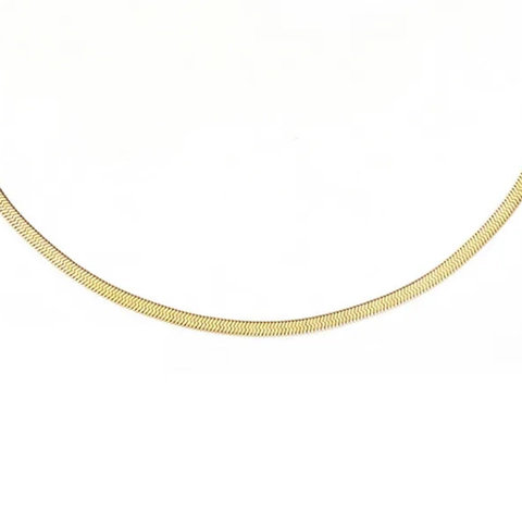 Collana a Spina di Pesce in Argento Sterling 925 per Donna Placcata in Oro 18K Catena Piatta Minimalista Gioielli Girocollo