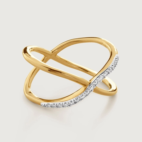 Anello Doppia Fascia Incrociata in Argento Sterling S925 Per Donna Micro Pave Strass Moda Minimalista Pendolare Gioielli Dito Regalo