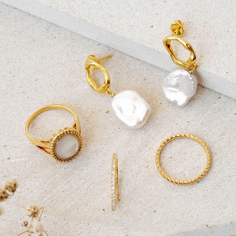 Pendientes de Plata de Ley 925 Con Perla Artificial Barroca Para Mujer Pendientes Geométricos Irregulares Minimalistas Estilo Ins