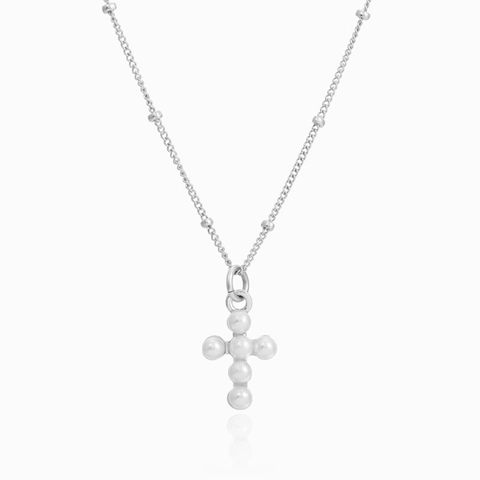 S925 Sterling Zilveren Kruis Hanger Ketting Met Kunstparel Satellietketting Elegante 18K Vergulde Sieraden Voor Dames