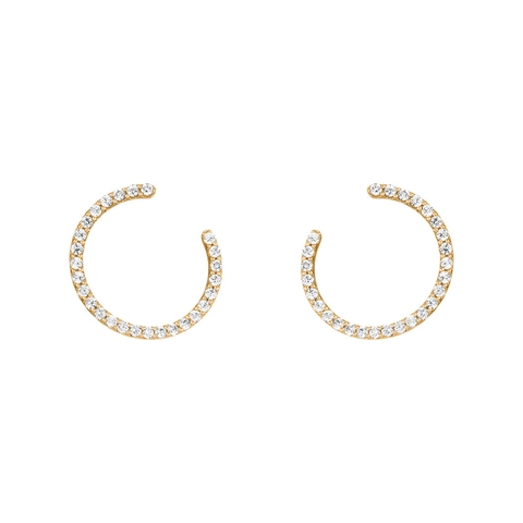 S925 Sterling Silver Geometric C-Shaped Rhinestone Stud Earrings Minimalist Luxury Gold Silver Plated Jewelry For Women