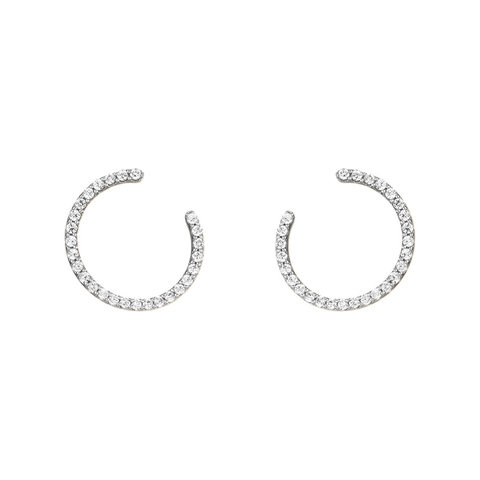 S925 Sterling Silver Geometric C-Shaped Rhinestone Stud Earrings Minimalist Luxury Gold Silver Plated Jewelry For Women
