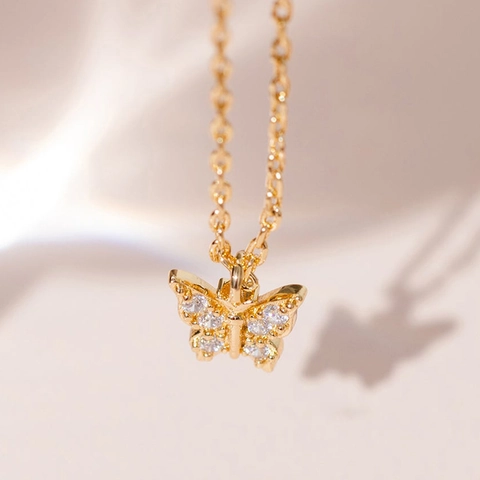 Elegante Collar De Plata De Ley 925 Con Colgante De Mariposa Para Mujer Diamantes De Imitación Incrustados Joyería De Estilo Ins Regalo