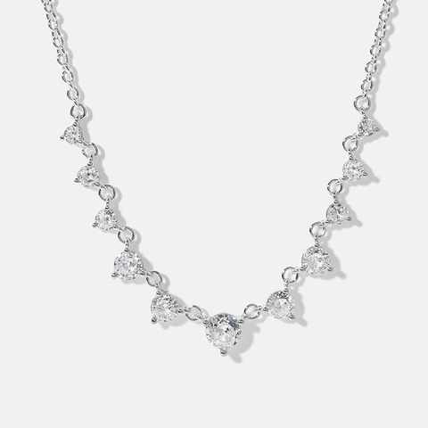 Collar con Colgante de Plata de Ley 925 y Circonia para Mujer Lujo Minimalista Circonita Redonda Degradada Joyería