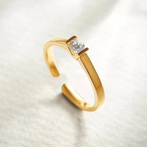 925 Sterling Silver Open Ring For Women Minimalist Adjustable Brilliant Rhinestone Finger Ring Gold Silver Jewelry Gift