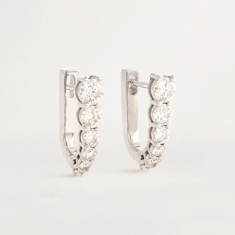 Orecchini a Cerchio a Forma di U in Argento Sterling 925 per Donna Con Strass Intarsiato Gioielli di Moda Regalo Quotidiano
